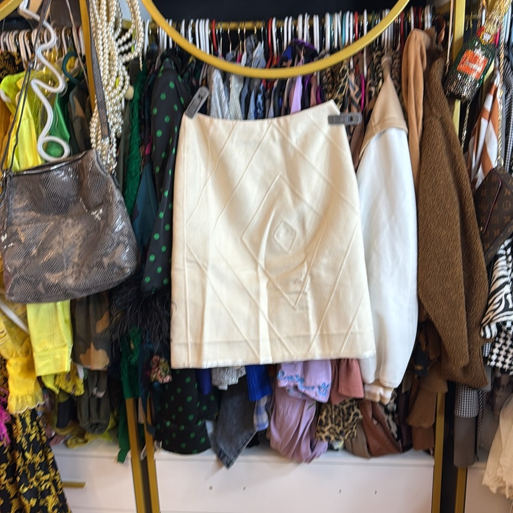 Valentino wool white geometric skirt
